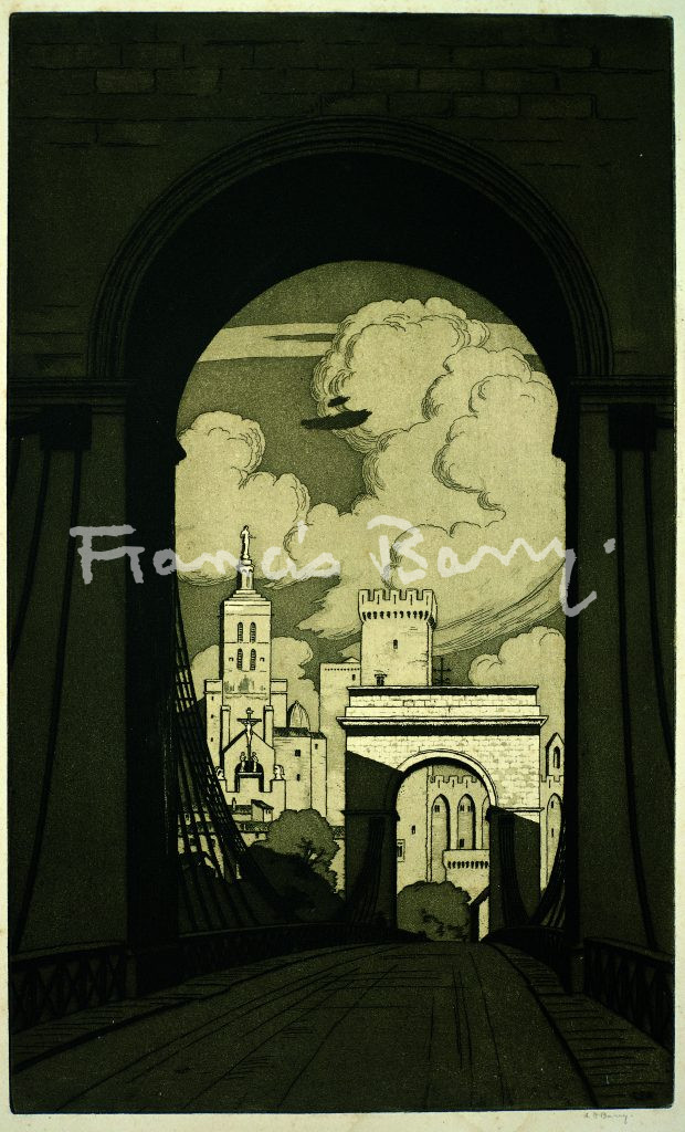 Etching, Sepia, Avignon, Palace, Popes, Bridge
