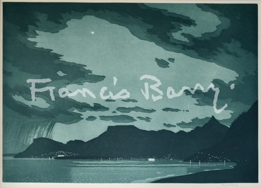 Etching, Aquatint, Riviera, italy, France, Sky, Stars
