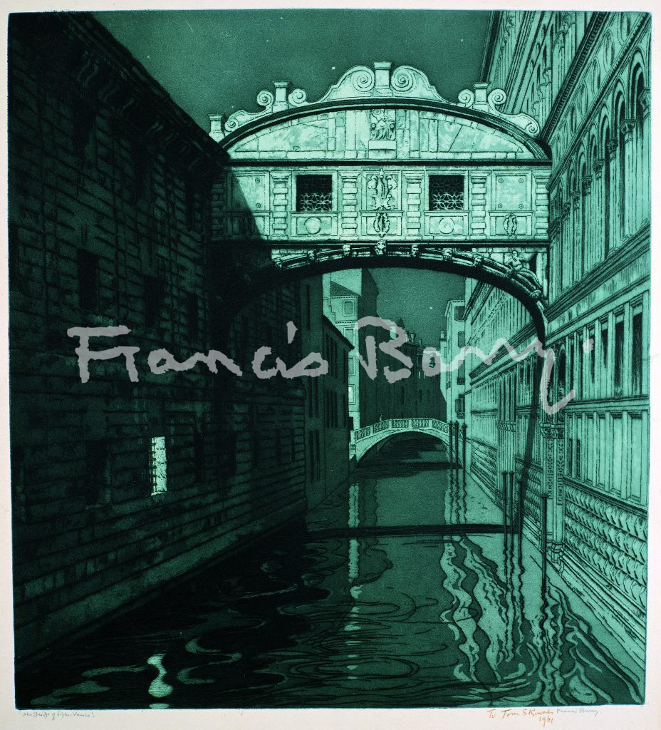 Etching, Aquatint, Venice, Bridge, Sighs