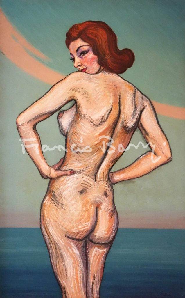 sir claude francis barry, nude, oil on canvas, pointillism