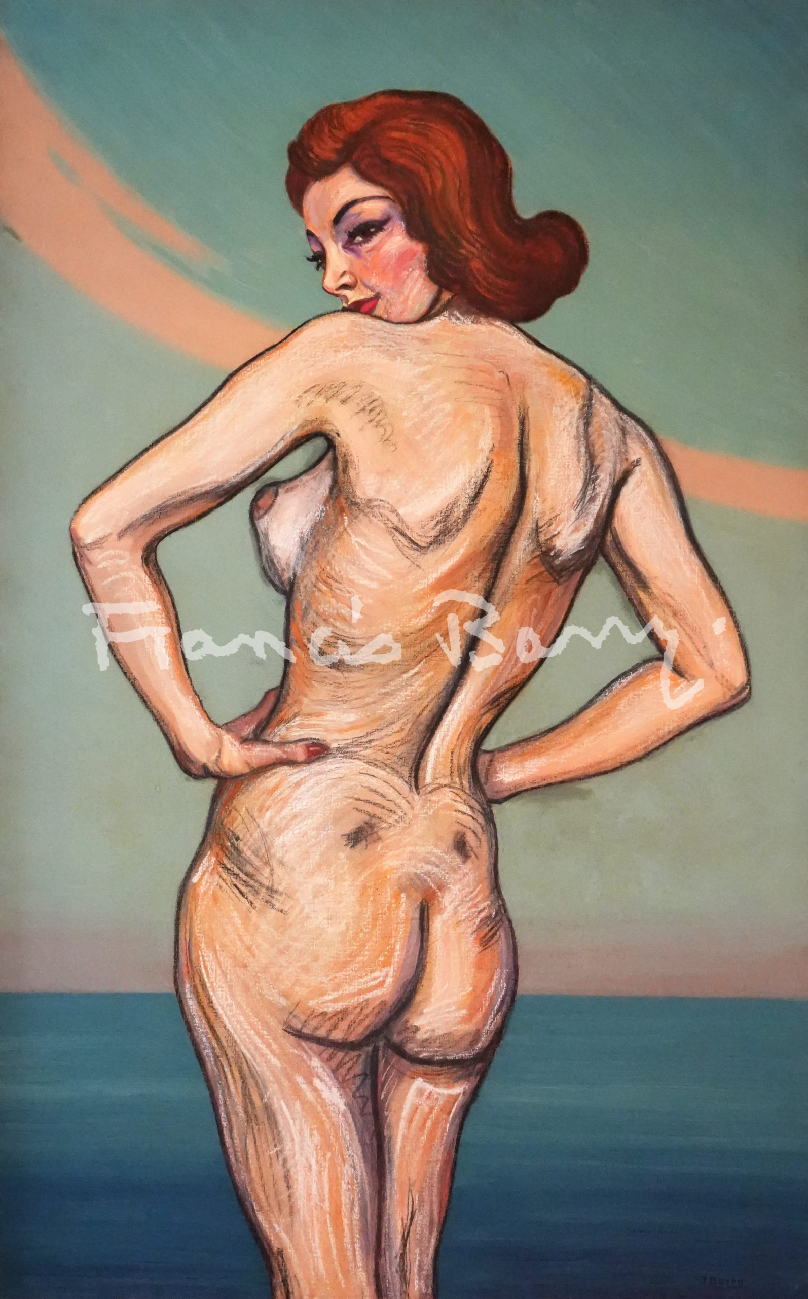 sir claude francis barry, nude, oil on canvas, pointillism